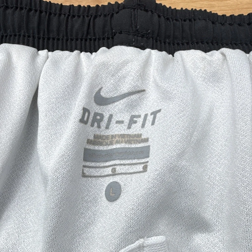 Nike Dri-Fit Youth L Black/White Athletic Shorts Drawstring Breathable Running
